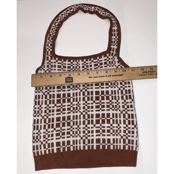 Abercrombie & Fitch Womens Brown White Knit Cropped Sleeveless Halter Top XS‎ - Picture 3 of 8